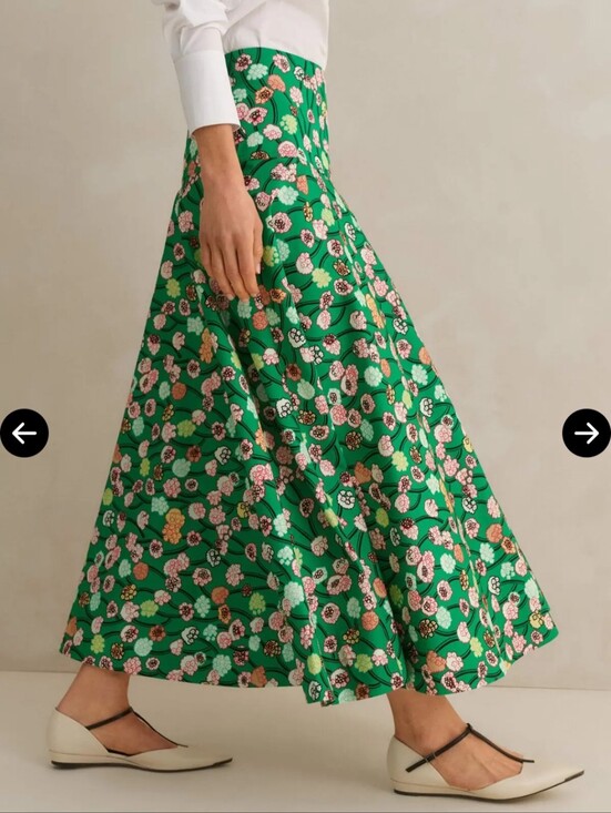 ME+EM Dresses & Skirts - ME+EM Green Floral Cotton Maxi Skirt Full Circle A-Line Size US 6 UK 10